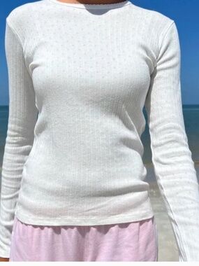 Brandy Melville Long Sleeve Eyelet Top